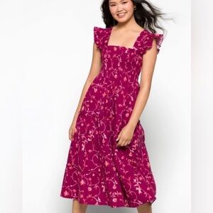 Hillhouse Home Burgandy Floral Ellie Nap Dress Size Small